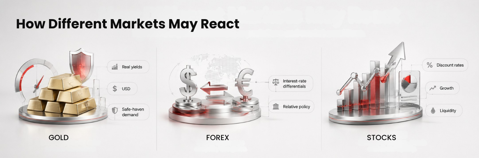 How gold, forex and stocks react to central bank policy.